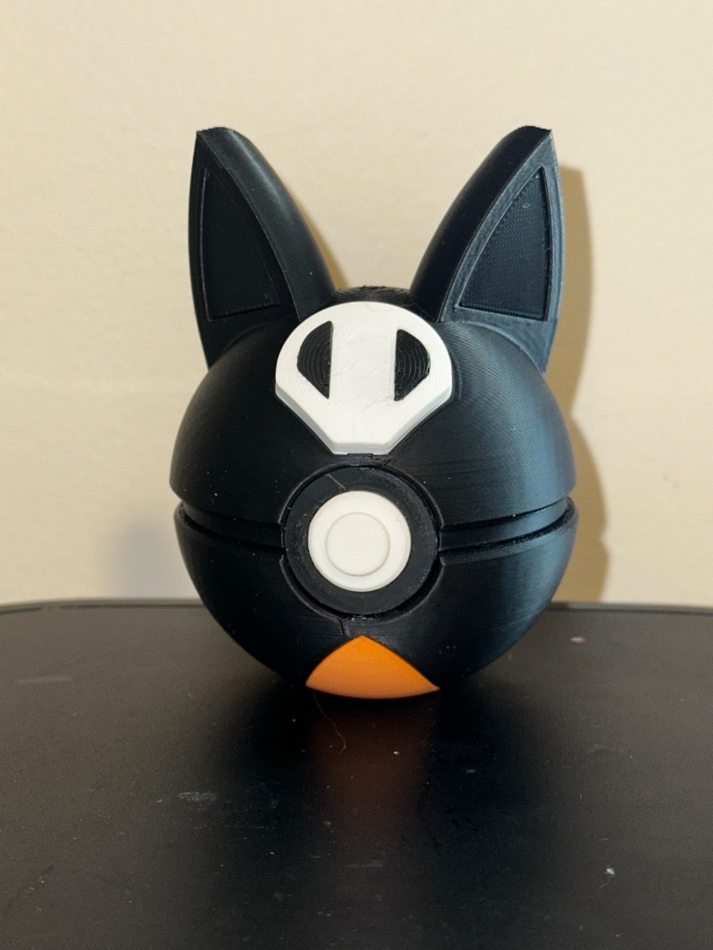 Black Dark Hound Sphere Display – 3D Printed Skeleton Canine Orb